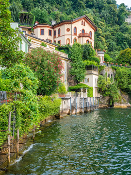 Scenic sight in Torno, colorful and picturesque village on Lake Como. Lombardy, Italy.