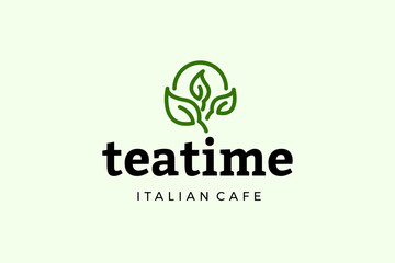 Tea time logo template with type of abstract logo can use for corporate brand identity, cafe, restaurant, co working space, and mobile apps