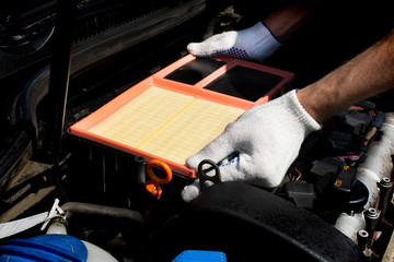 installing a new air filter in the engine