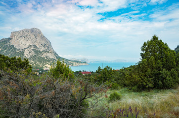 Fototapeta na wymiar Black Sea and Mountains, Cape Kapchik, New World, Crimea