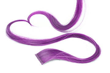 a strand of pink hair in the shape of a heart on a white background, isolated