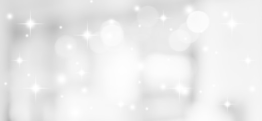 abstract blur glowing white color background with bokeh ,snow and shine star for merry christmas...