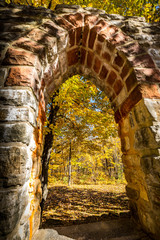 Naklejka premium The abbey ruins at the Mackenzie King estate in the Gatineau park, Quebec Canada
