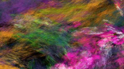 Chaotic green and pink brush strokes. Abstract grunge texture. Fractal background. 3d rendering.