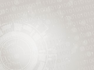 Obraz premium Vector modern technology design, abstract futuristic background. Layout template with binary code and gear wheel. Wallpaper. Silver, grey and white color. Striped texture, cover.