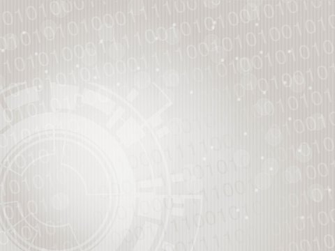 Vector modern technology design, abstract futuristic background. Layout template with binary code and gear wheel. Wallpaper. Silver, grey and white color. Striped texture, cover.