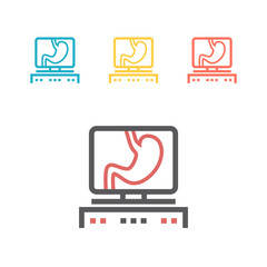Human Organ Stomach Line Icon on the monitor.