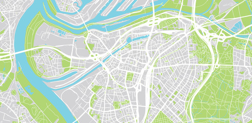 Urban vector city map of Duisburg, Germany