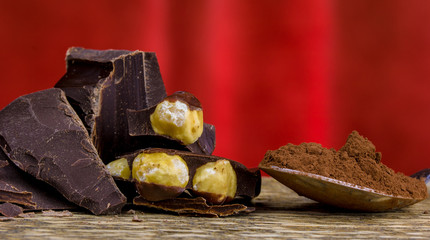 Close-up of cocoa and chocolate