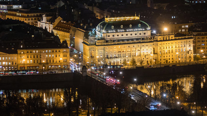 Fototapeta na wymiar The night View on Prague National Theatre