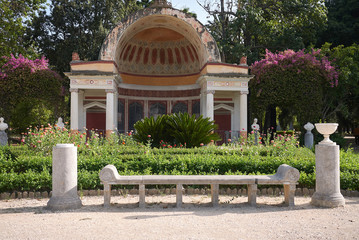 Palermo, Italy - September 06, 2018 : View of the south exedra of Villa Giulia