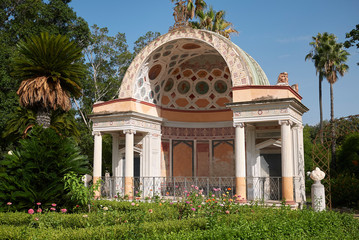 Palermo, Italy - September 06, 2018 : View of the north exedra of Villa Giulia