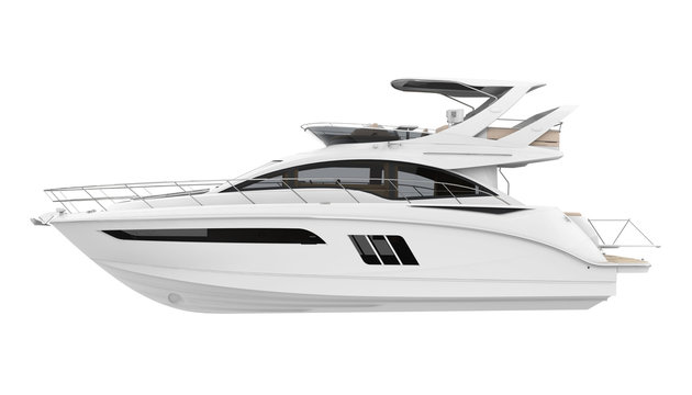 Fototapeta White Pleasure Yacht Isolated