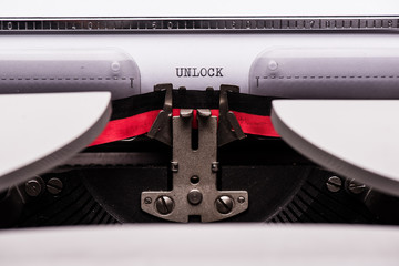 Unlock text on retro typewriter