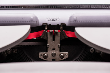 Locked text on retro typewriter