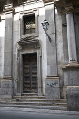 Fototapeta na wymiar Palermo, Italy - September 07, 2018 : Entrance of San Matteo al Cassaro church