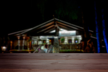 table on house background