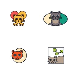 Cat Cartoon Animal Pet Set Idea Illustration Icon Logo Design Template Element Vector