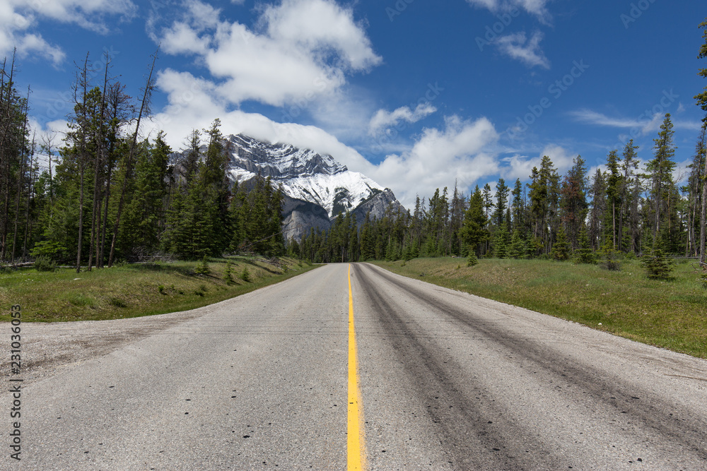 Wall mural amazing straight road to banff 2