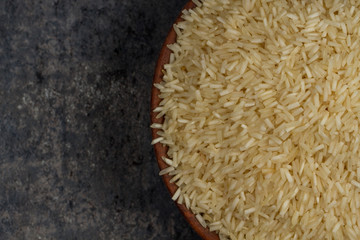 indian basmati rice isolated on texture background.