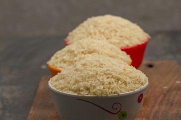 indian basmati rice isolated on texture background.