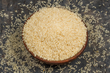 indian basmati rice isolated on texture background.