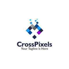 Cross Pixel logo design concept