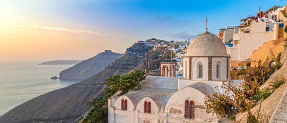 typical greek orthodox church in Fira, Santorini