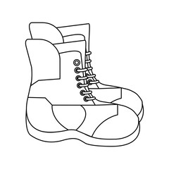 Winter boots equipment black and white