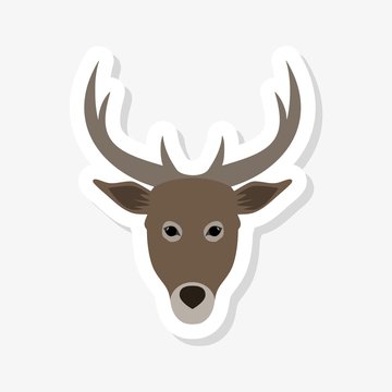 Deer head illustration sticker, Deer Head Silhouette, Deer logo 