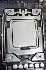 processor CPU installed in the slot on the motherboard