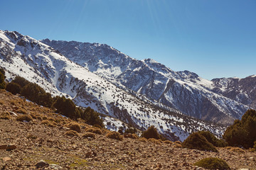 Fototapeta na wymiar Hiking in mountains of Morroco, High Atlas,