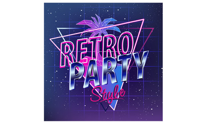 stock vector  eighties retro neon style ultra violet vintage style disco design fashion party