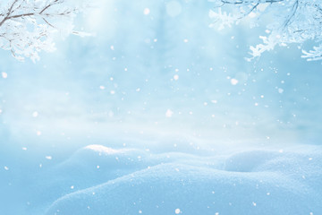 Merry christmas and happy new year greeting background with copy-space.Beautiful winter landscape...
