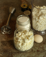 cupcakes cake from cottage cheese or cheese cakes (dough in the form). Top view