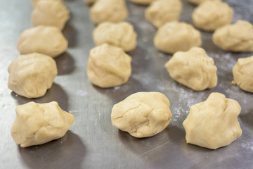 Dough in metal surface. Bakery product