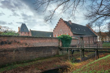 The almost dried up moat of Doorwerth castle
