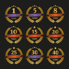 Anniversary golden laurel wreath set.