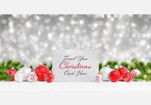 Card Mockup with Holiday Decorations