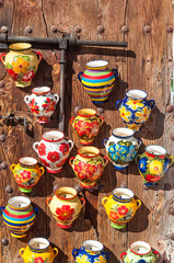 Ceramic bowls on a wall