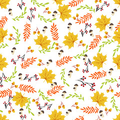 Fototapeta na wymiar Vector abstract seamless autumn pattern. Warm pattern for your design: wrapping paper, wallpaper, cover. Vector illustration.