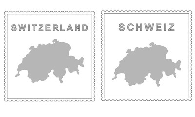 Switzerland map on the postage stamp vector