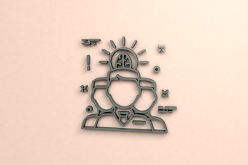 green grey 3D illustration and light background