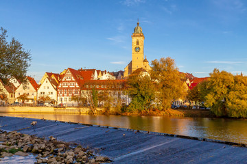 Nürtingen am Abend im Herbst