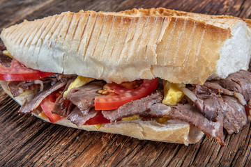 Turkish Doner Kebab on a lavash Shawarma Beef.