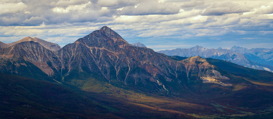 Pyramid Mountain in Jasper Alberta under Dramatic Clouds