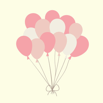 simple birthday card with a bunch of  pink balloons