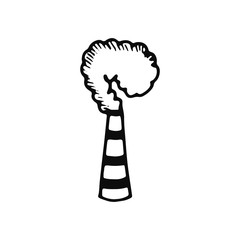 factory chimney and smoke icon. isolated black object