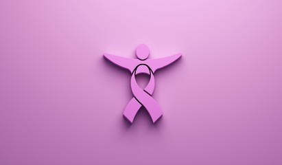 Awareness People Ribbon Pink. 3D Render illustration