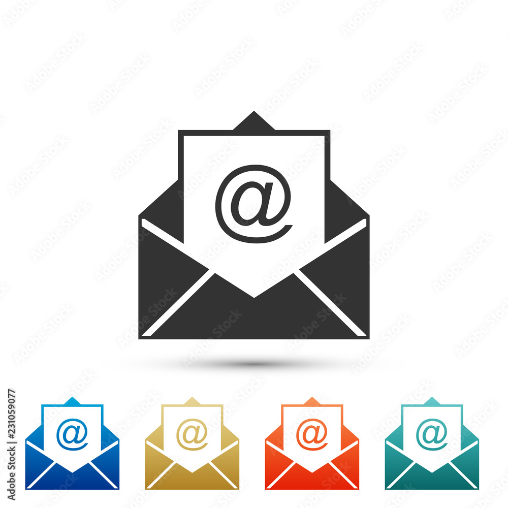 Poster mail and e-mail icon isolated on white background. envelope symbol e-mail. email message sign. set e